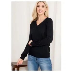 V-Neck Sweater Long Sleeve Black